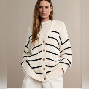 Jenni Kayne Chloe Cardigan Ivory Navy Stripes